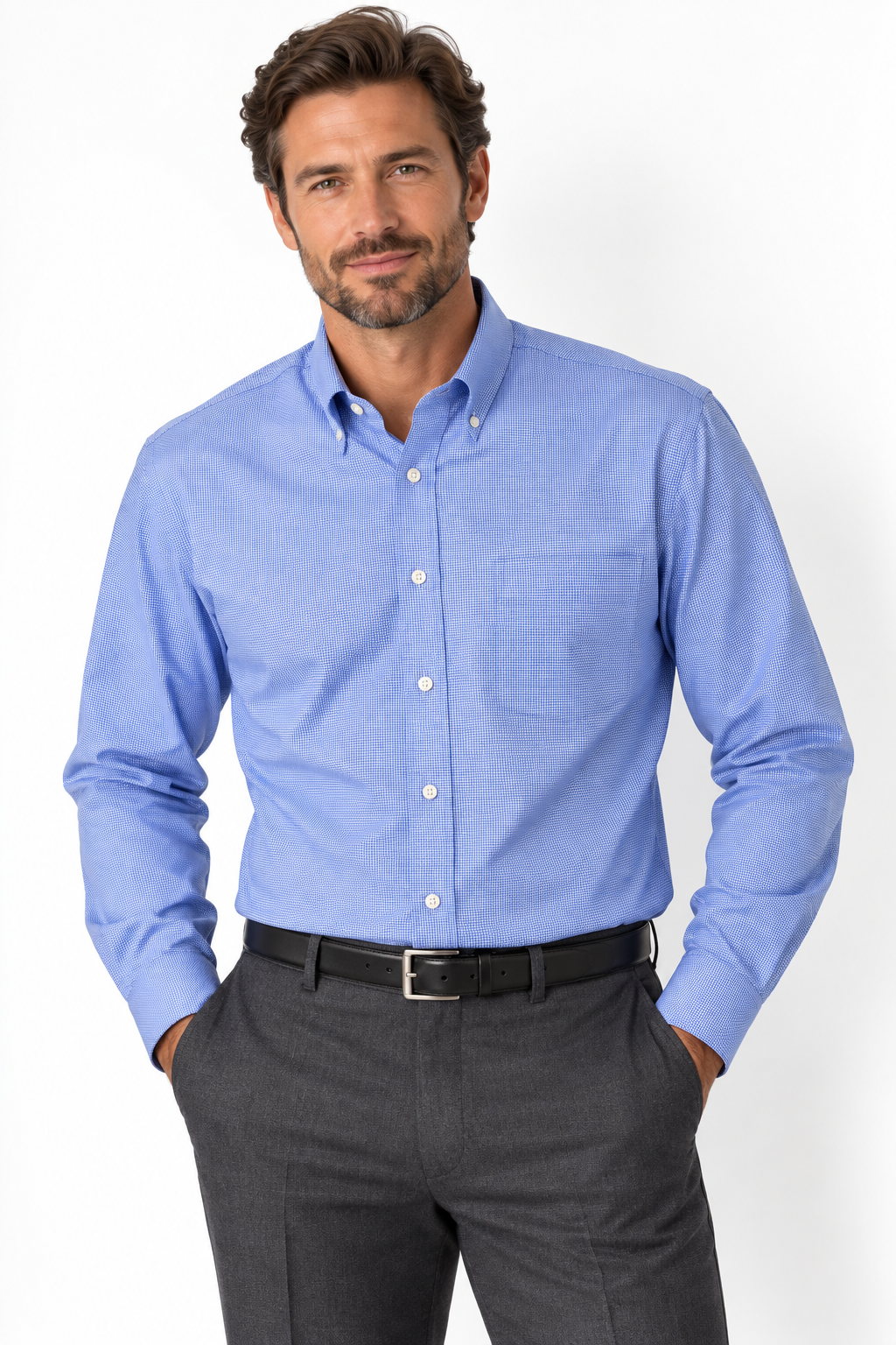 Crisp! Jos. A. Bank Traveler Blue & White Dress Shirt