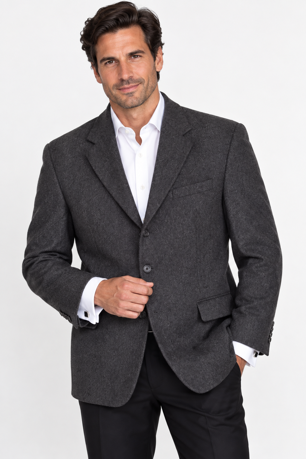 Winter Luxe! Jos. A. Bank 100% Cashmere Charcoal Blazer - 46R