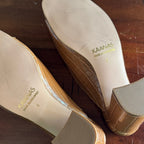 KAANAS Brown Croc-Embossed Mules Sz 6