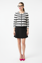 Black & White Striped Jacket 3/4 Sleeves
