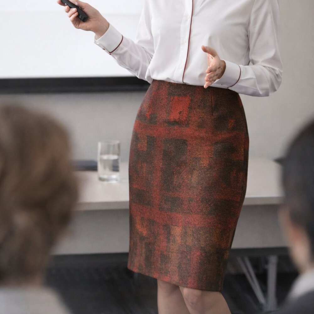 Person giving a presentation in an office setting