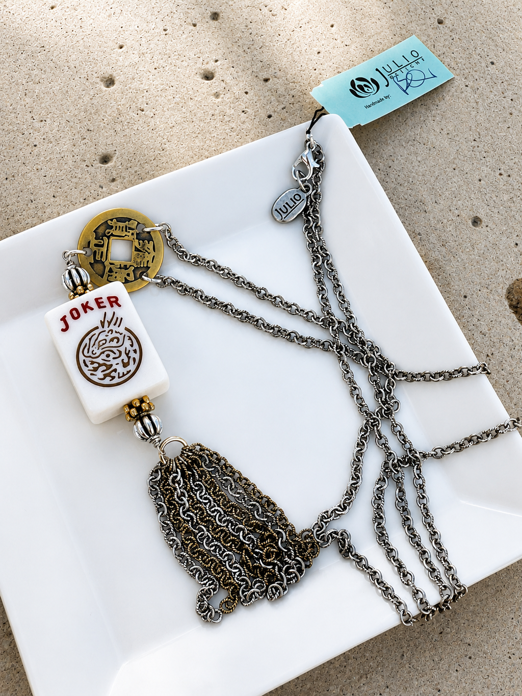 Wild! Julio Designs Mahjong Tile Tassel Necklace - NWT