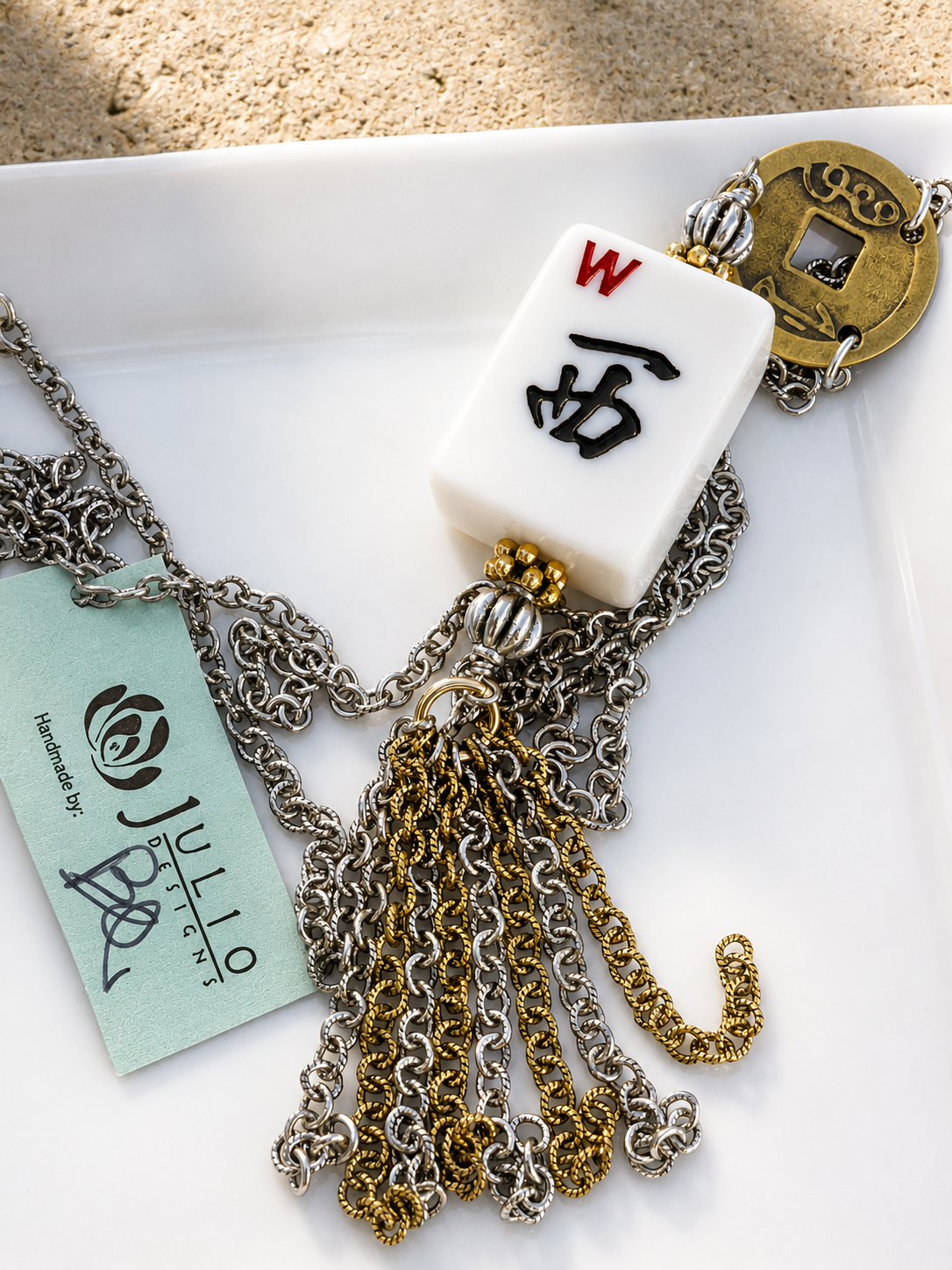 Wild! Julio Designs Mahjong Tile Tassel Necklace - NWT