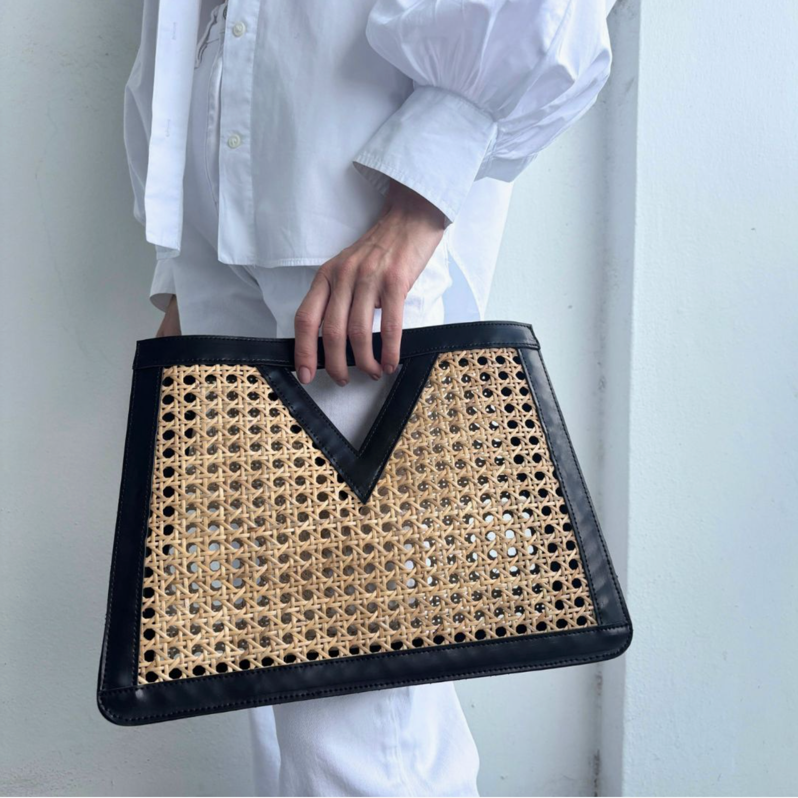 Resort Ready! Adornia Black Rattan Kane Clutch – NWT Boutique Bag