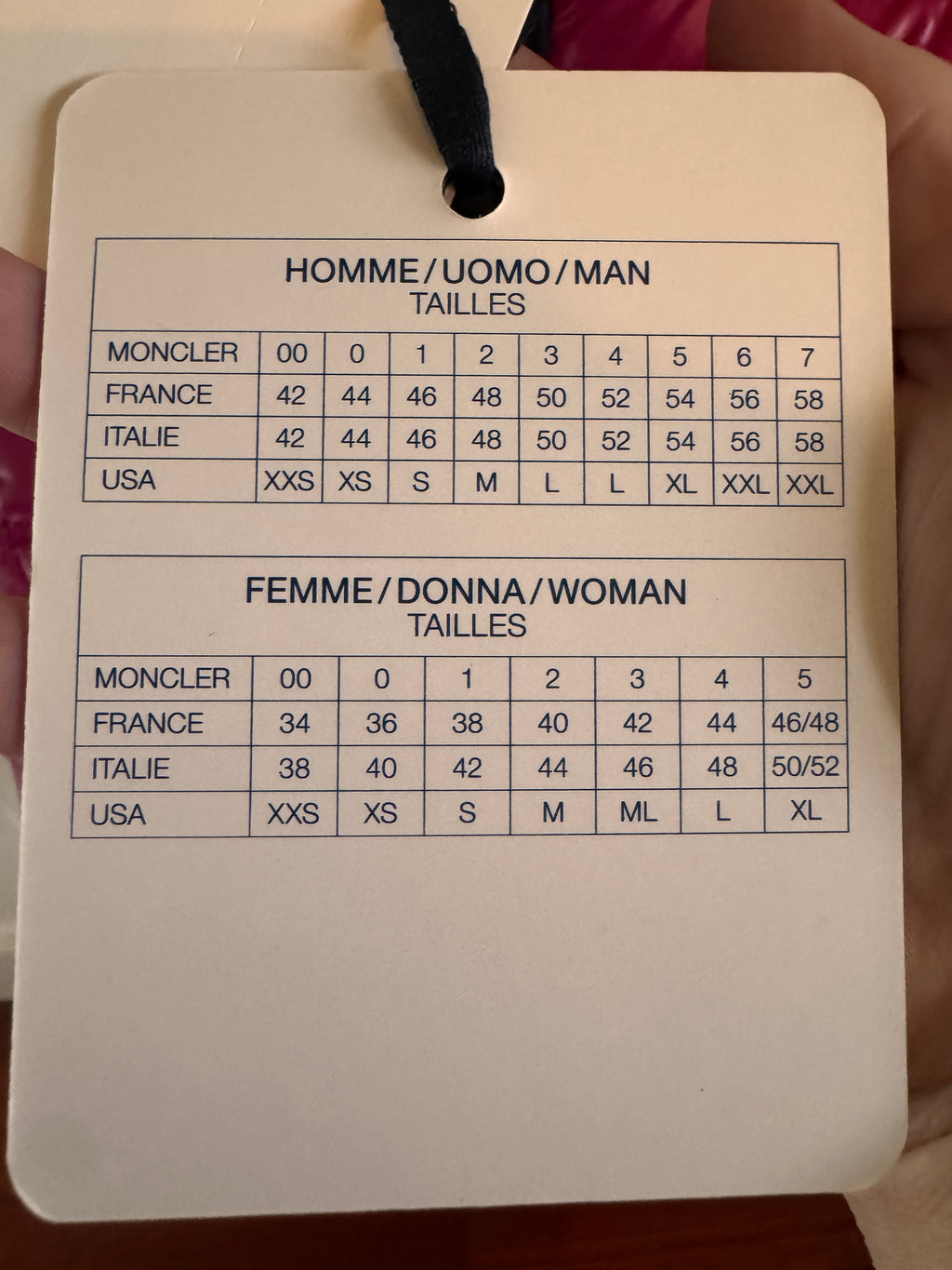 Measurement chart for men and women with size labels on a white background