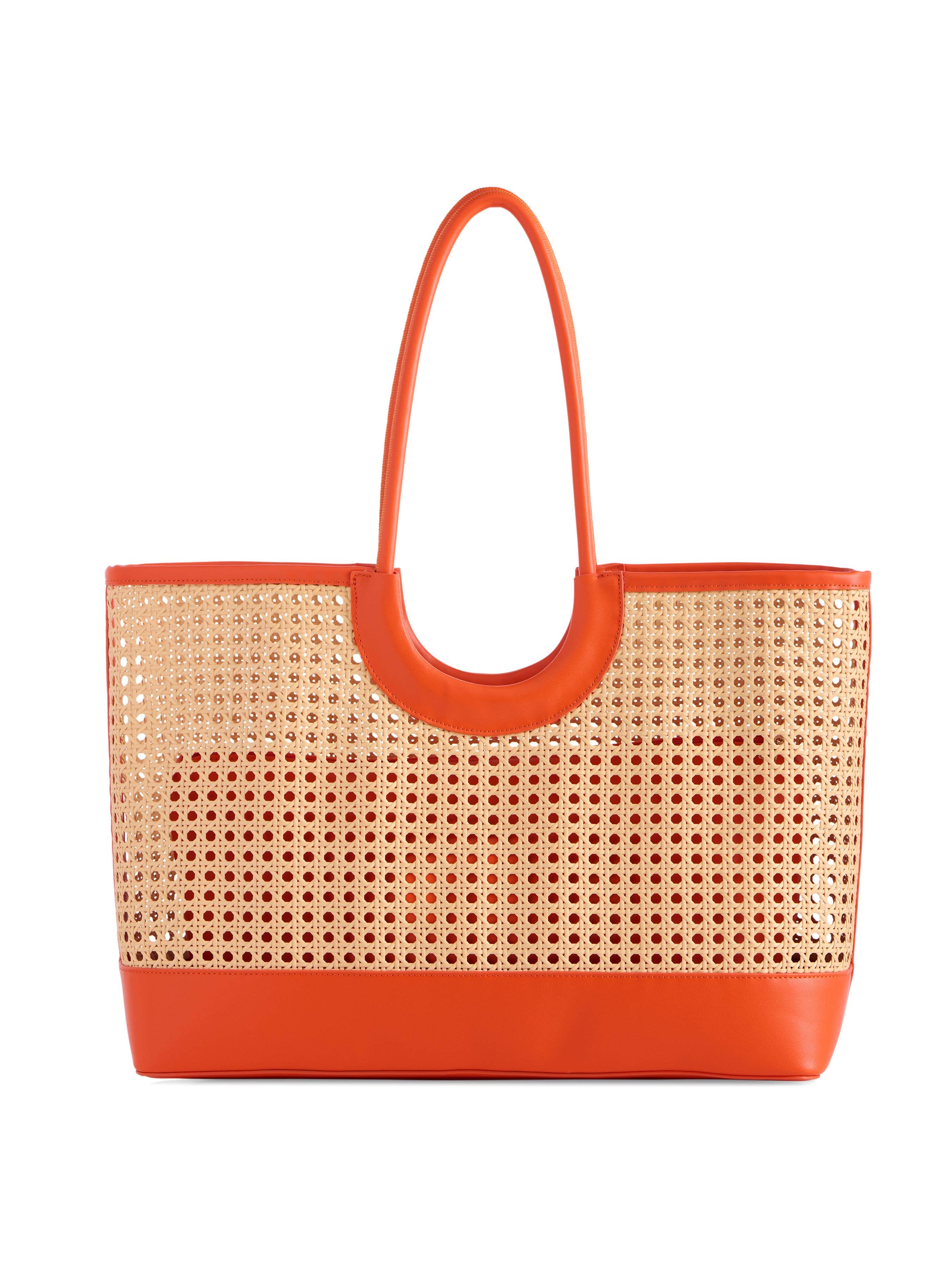 Chic! Shiraleah Structured Orange Lyra Tote with Removable Pouch