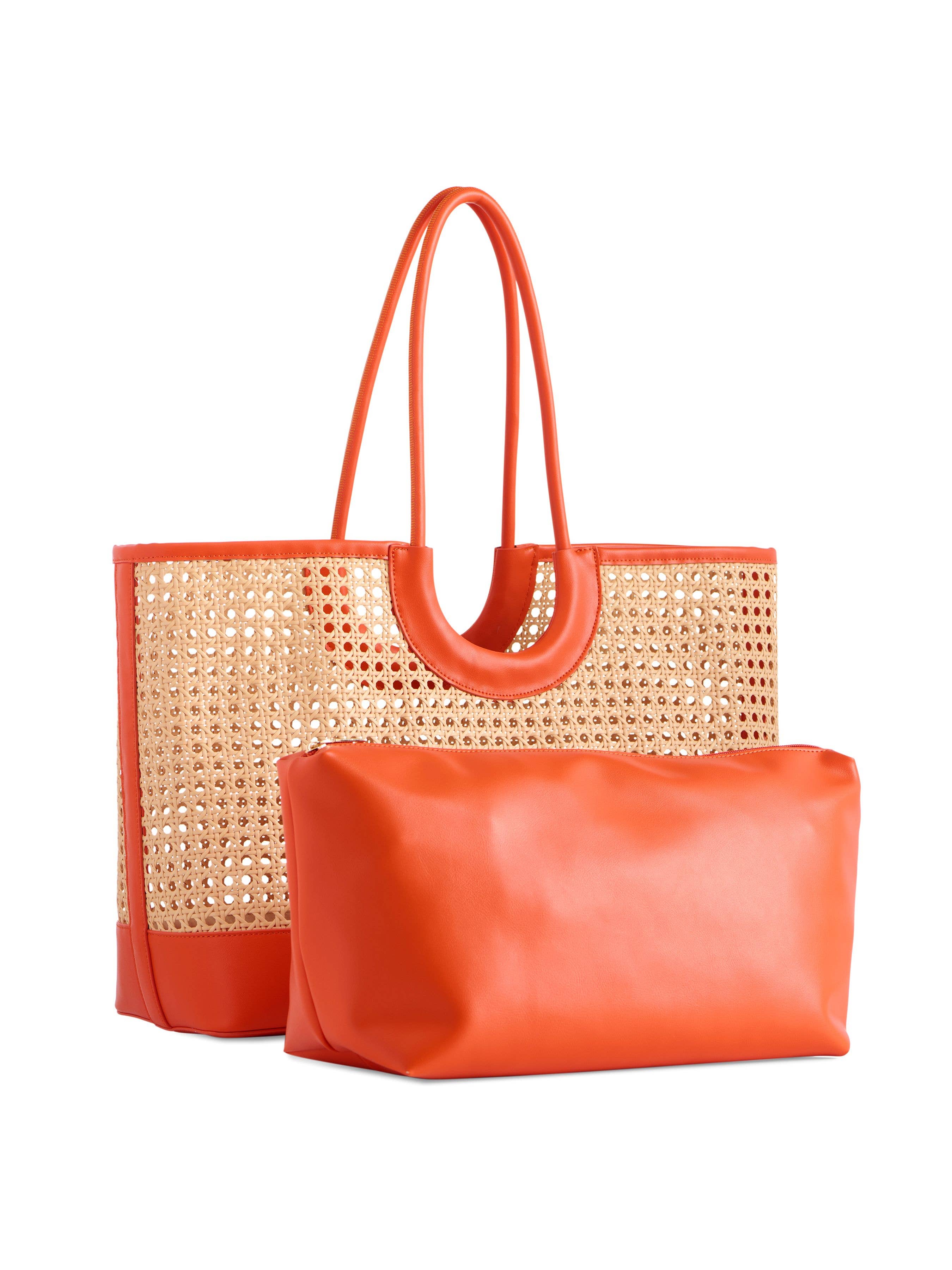 Chic! Shiraleah Structured Orange Lyra Tote with Removable Pouch