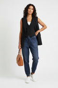 Rag & Bone sweatpant jeans lifestyle white backdrop