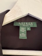 Ralph Lauren size 8 size tag attached, next to a white textured garment hanger.