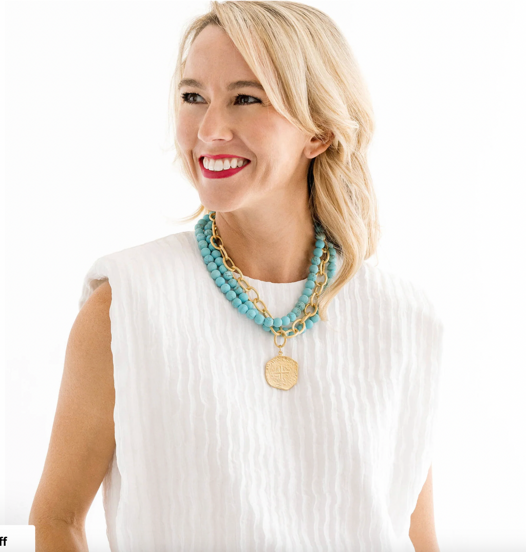 Artful! Susan Shaw Layered Coin & Turquoise Necklace