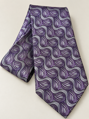 Striking! Platinum Designs Purple & Silver Paisley Tie