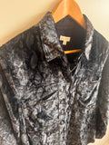 Black and gray shirt with snake print pattern