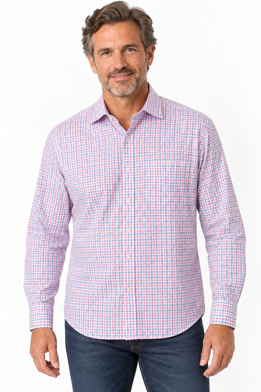 Fresh! Southern Pines Pink & Blue Gingham Button-Down Shirt