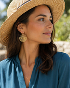 Striking! Susan Shaw Gold Medallion Cut-Out Earrings