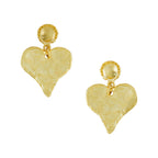 Gold heart-shaped earrings on a white background