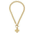 Radiant! Susan Shaw Gold Cross Front Toggle Necklace