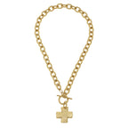 Radiant! Susan Shaw Gold Cross Front Toggle Necklace