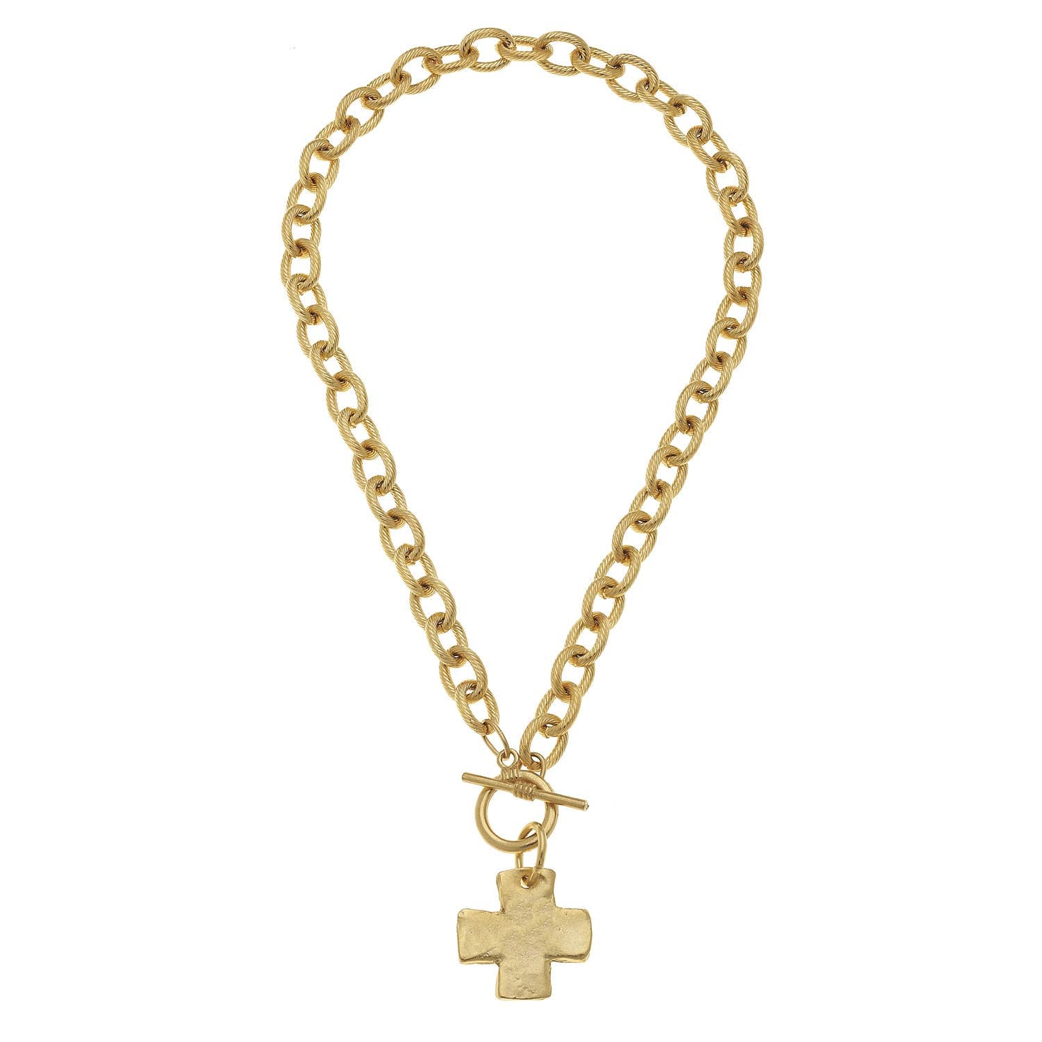 Radiant! Susan Shaw Gold Cross Front Toggle Necklace