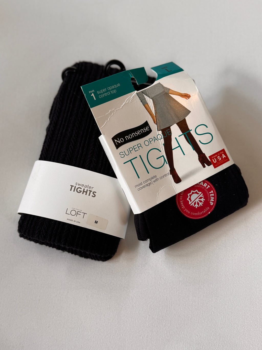 Essential! Black Tights Bundle — Sweater Tights & Opaque Styles (Size M/L)