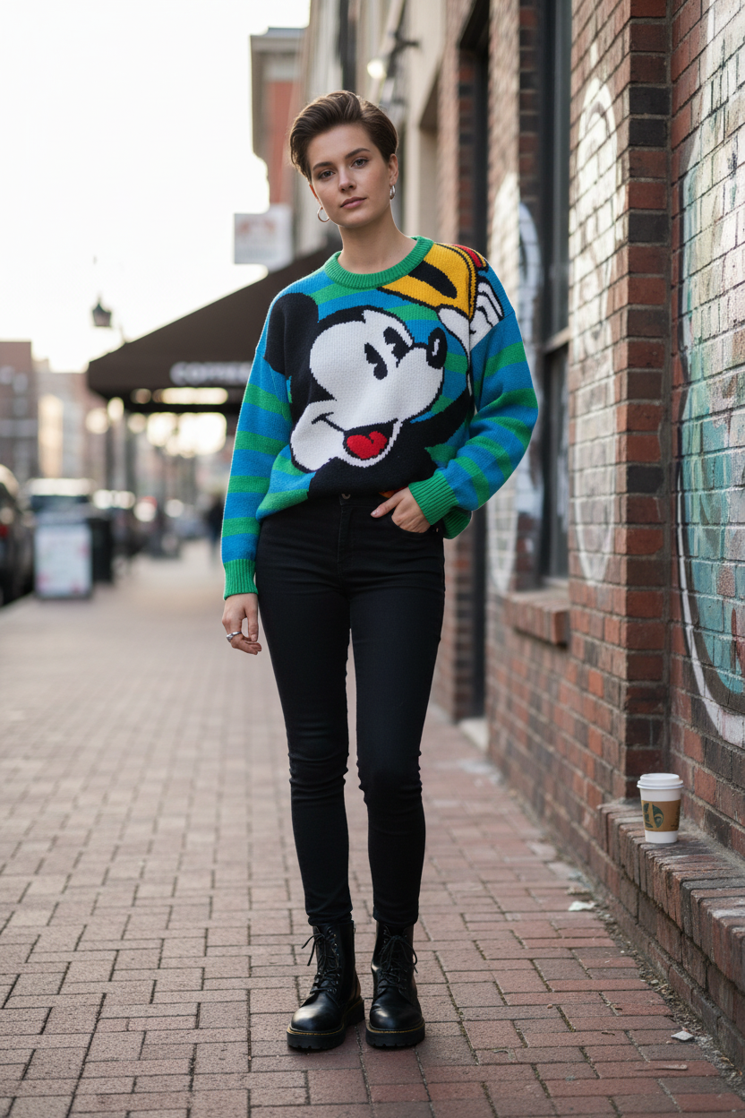 Vintage Mickey Mouse Sweater - Gender Neutral Lifestyle