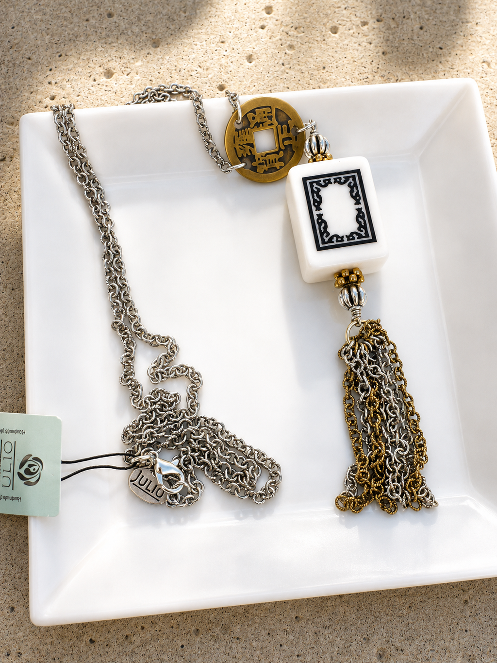 Wild! Julio Designs Mahjong Tile Tassel Necklace - NWT