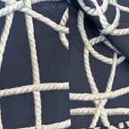 Navy fabric with white rope pattern