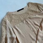 Elegant Zara Lace Detail Blouse - Nude tone Size S