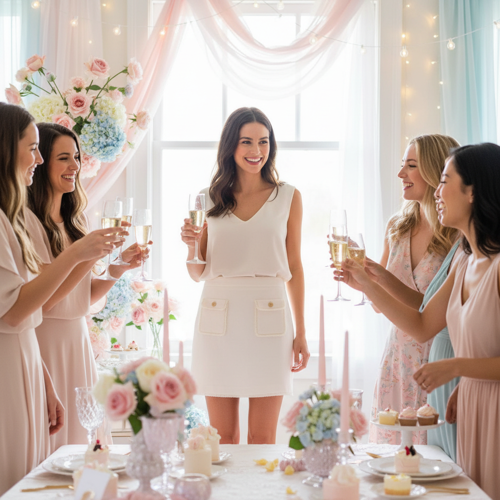 Ann Taylor Cream Mini Skirt at Bridal Shower