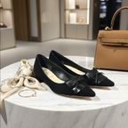 Butter Italian Black Ballet Flats in elegant setting