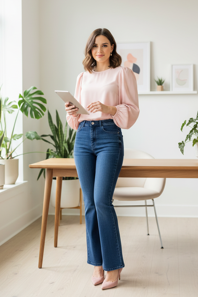 Casual Work Lifestyle - High Waist Bootcut Jeans