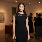 Elegant Black Sheer Overlay Cushnie et Ochs dress lifestyle image