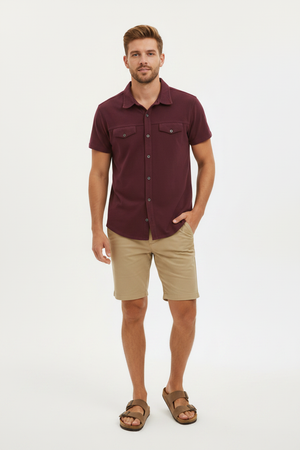 Weekend Favorite! Gap Burgundy Knit Collared Button-Down Shirt Men's Small