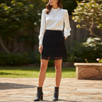 LOFT Black Floral Lace Skirt Lifestyle Photo