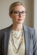 LOFT Multi-Strand Necklace - Yellow Blouse Grey Blazer