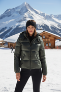 Moncler Olive Puffer - Swiss Ski Resort Lifestyle