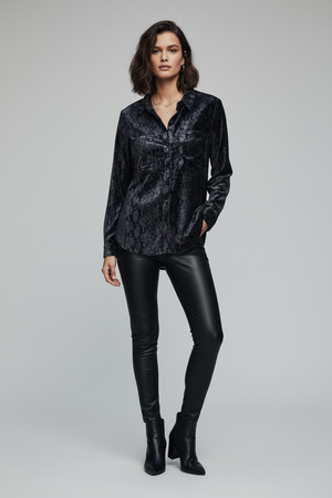 Statement! Pilcro Anthropologie Snake Print Velvet Button Down (Size S, NWT)