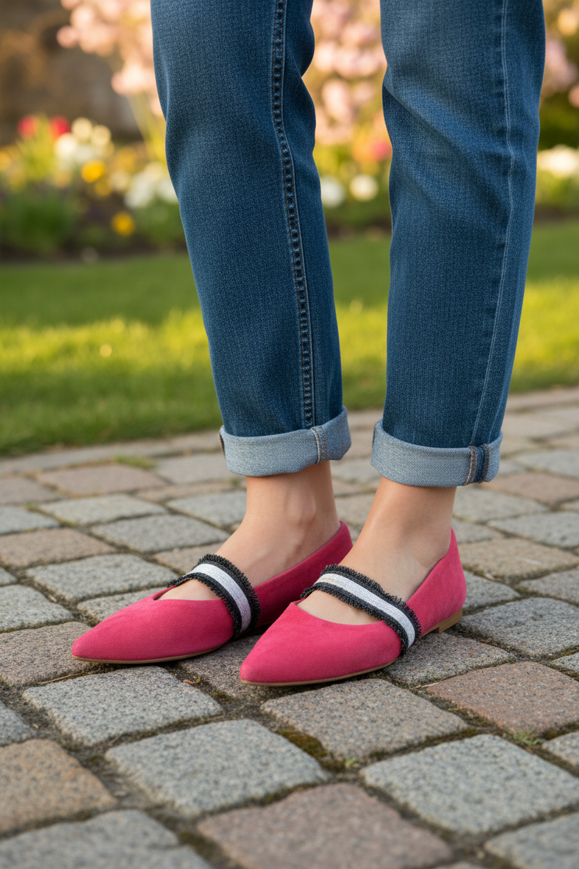 Pink Suede Ballet Flats Lifestyle