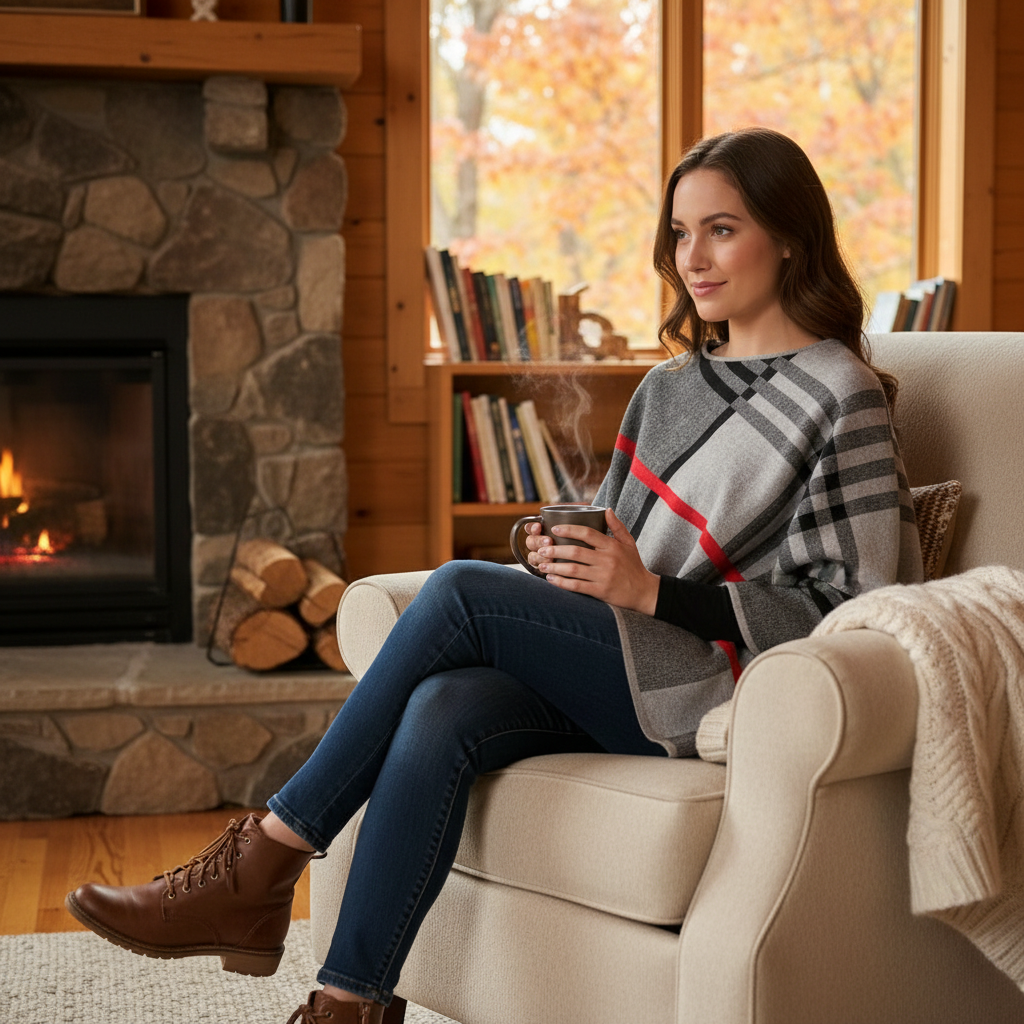 Sisters Plaid Poncho
