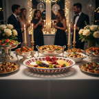 Vintage reticulated serving platter in party buffet scene