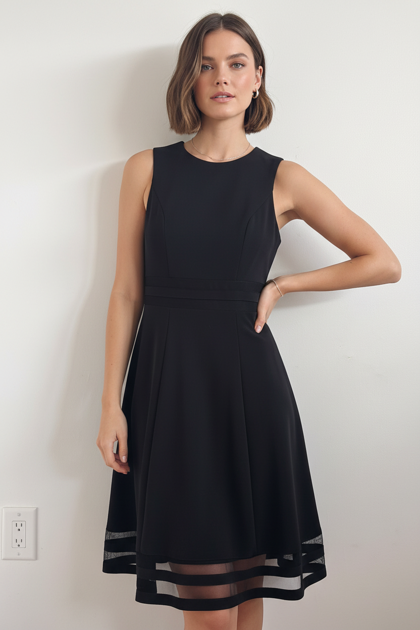 Woman in Black Skater Dress