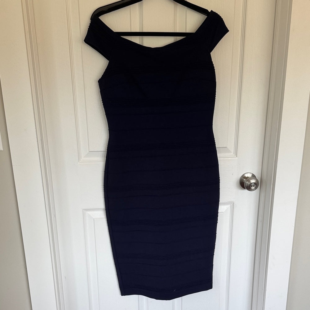 Ted Baker London Off-Shoulder Navy Midi Dress