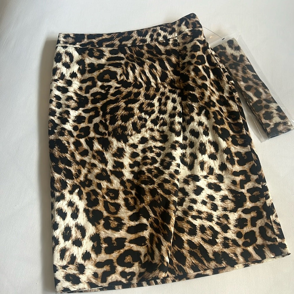 Purr!  Talbots faux wrap animal print pencil skirt - Sz 6