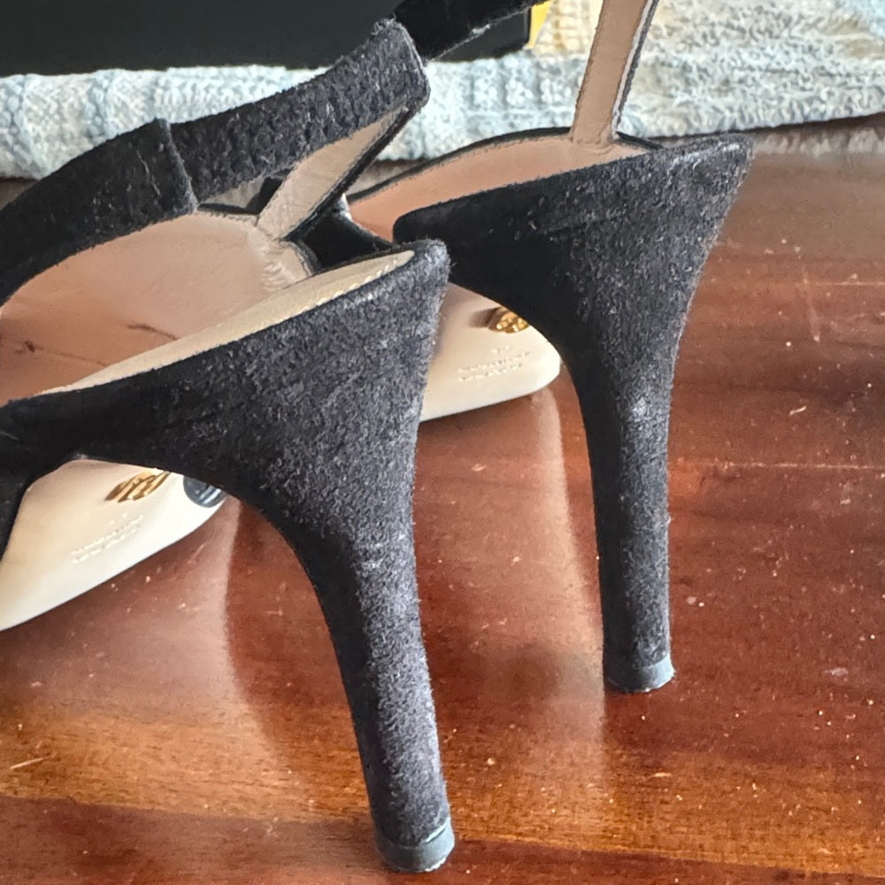 Cushnie et Ochs Black Cutout Slingback Heels - Sz 35