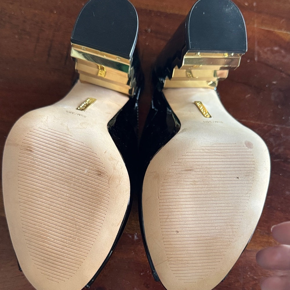 Louise et Cie Black Patent Peep-Toe Heels with Statement style - size 5.5