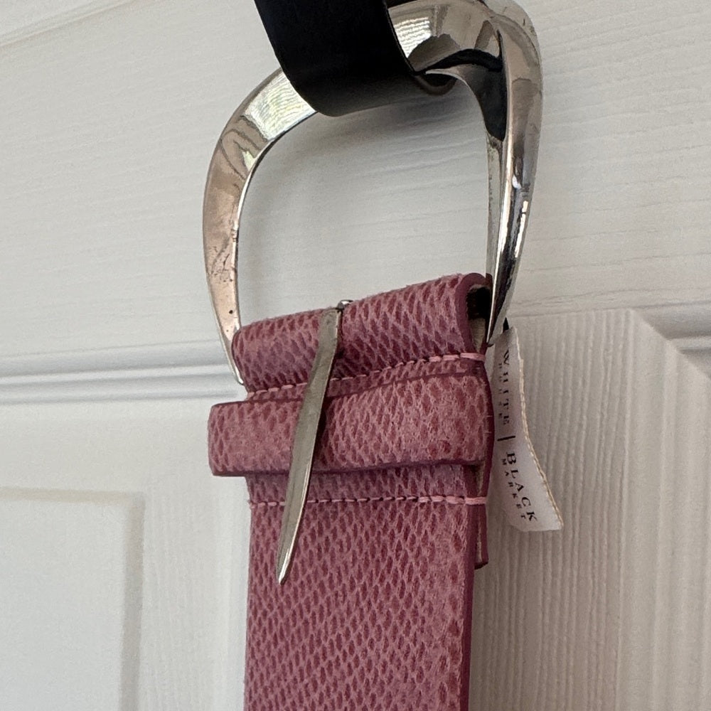 WHBM Pink Textured wide belt with Silver Buckle NWT