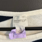 Flattering!  Zynergy by Chico's Navy and White Asymmetrical Sweater - Size 3