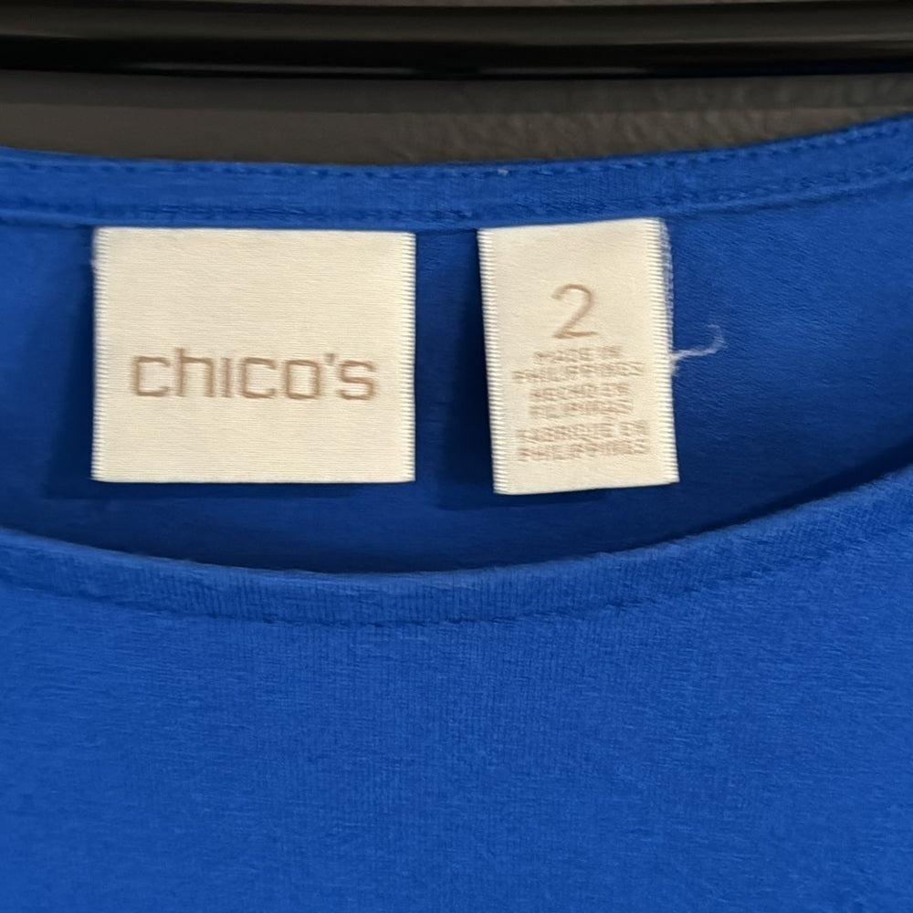 Blue!  Cute pleat back Chico’s tee - Sz 2 (L)
