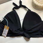 Tan!  NWT Kona Sol wrap halter bikini top in black. D/DD