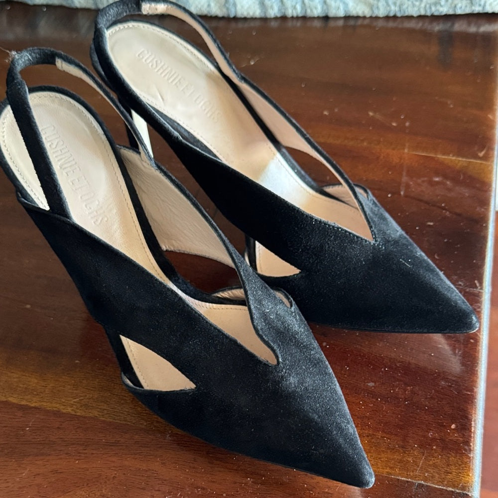 Cushnie et Ochs Black Cutout Slingback Heels - Sz 35