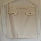 Ann Taylor Chic Cream Mini Skirt with Button and fringe Accents - Sz 4